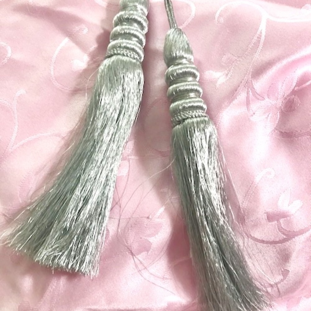 Pair Silver Shimmering Metallic Tassels for Cabinet, Mirror, etc..